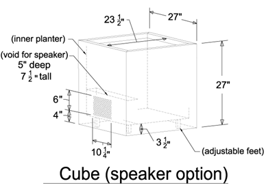 shop drawing planter with speaker