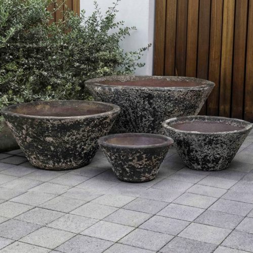 Campania international brasilia planters showing rounded vessel shape in terracotta for outdoor planting spaces
