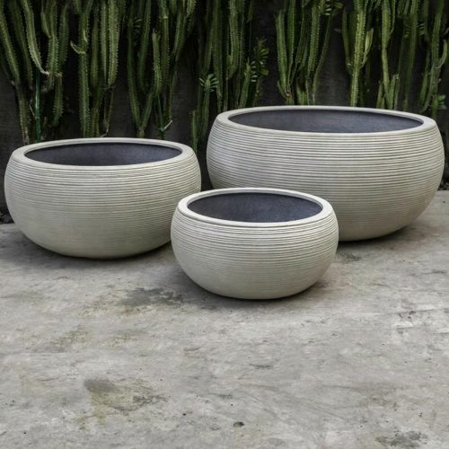 Campania international exton bowl planters showing lightweight bowl planters for outdoor garden planting