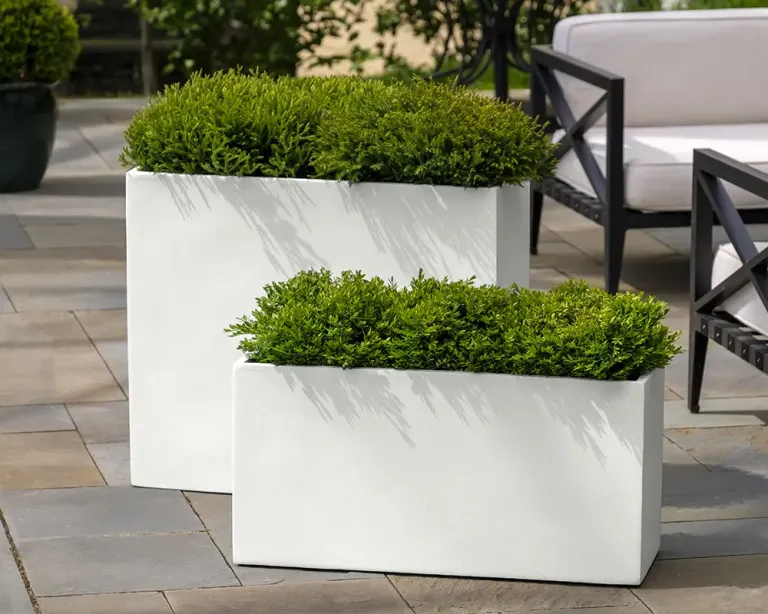 Fiberglass planters detail