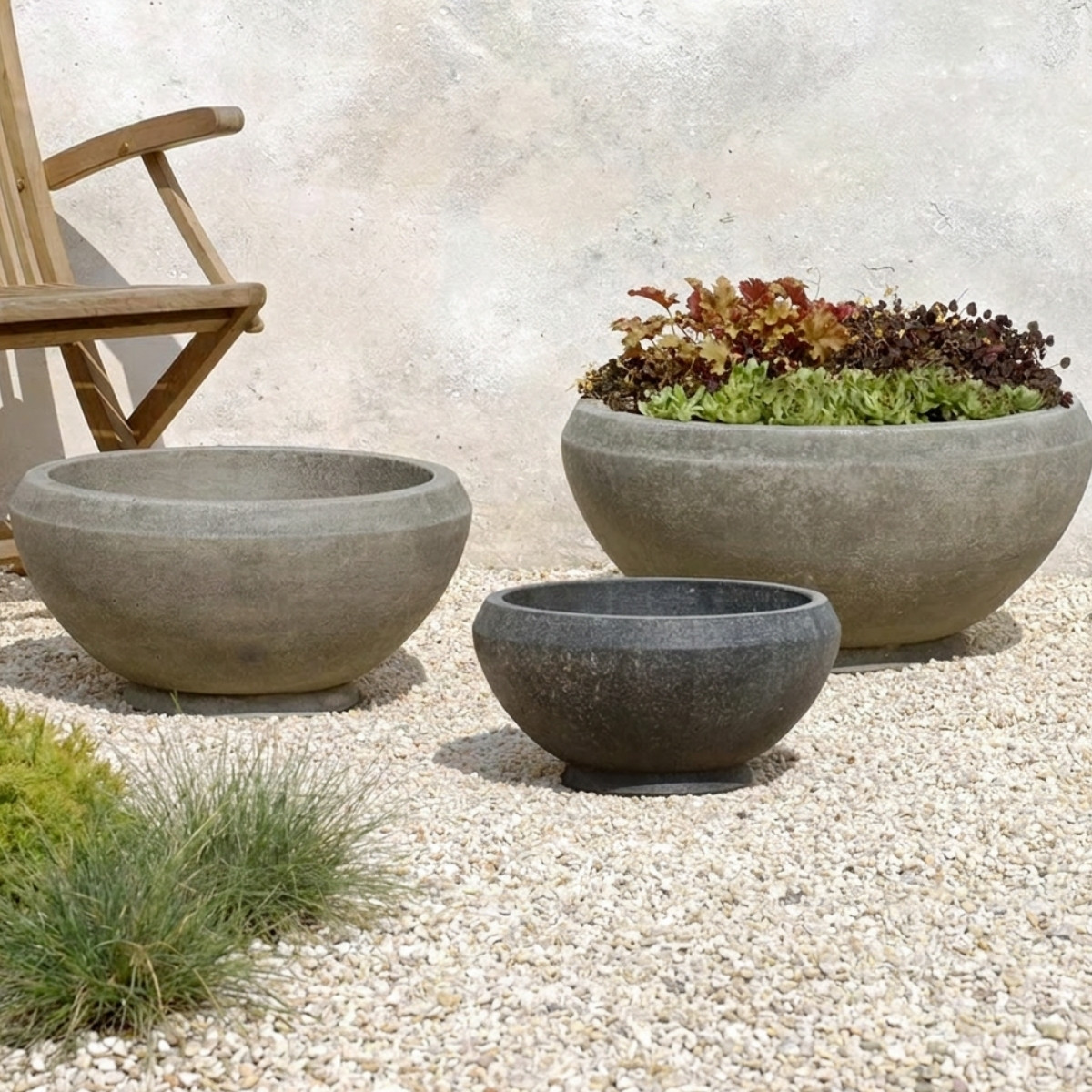 Giulia planters cast stone, garden, contemporary, planter, bowl