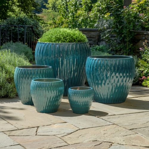 Campania international harlequin planter showing rounded vessel shape in terracotta for outdoor planting spaces