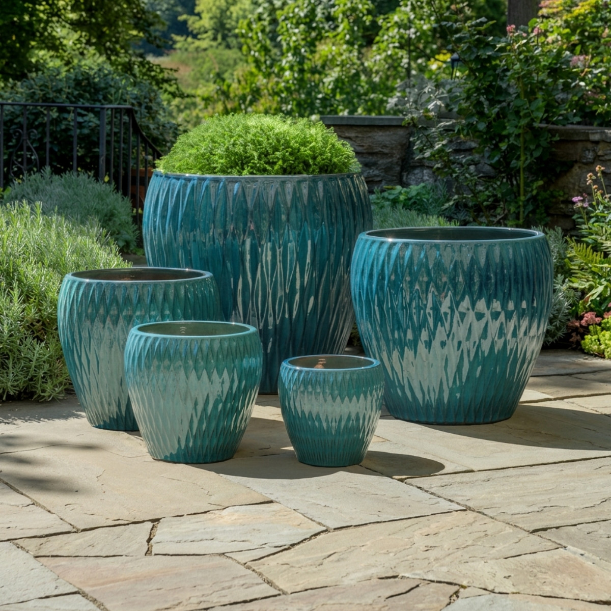Campania international harlequin planter showing rounded vessel shape in terracotta for outdoor planting spaces