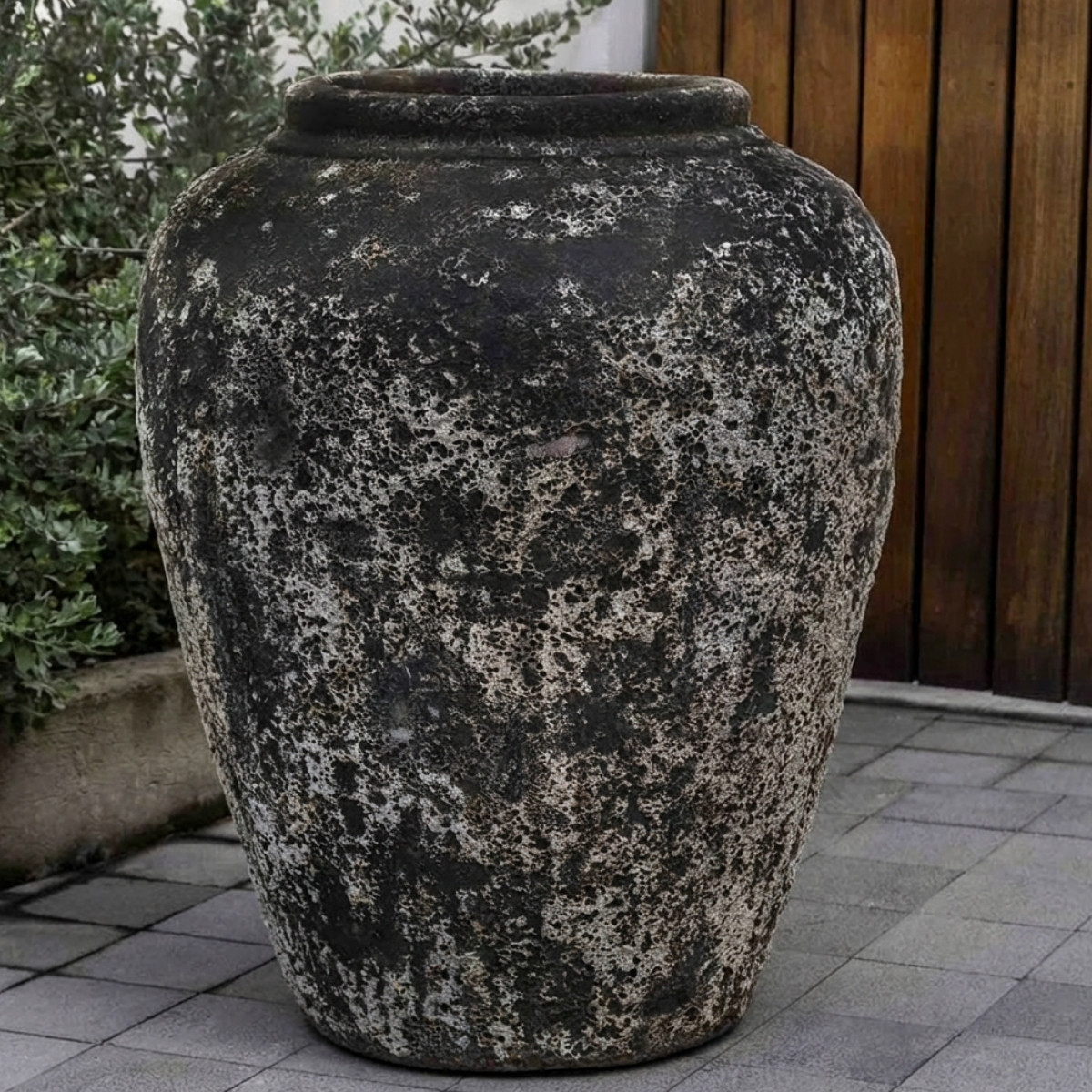 Campania international larissa jar showing rounded vessel shape in terracotta for outdoor planting spaces