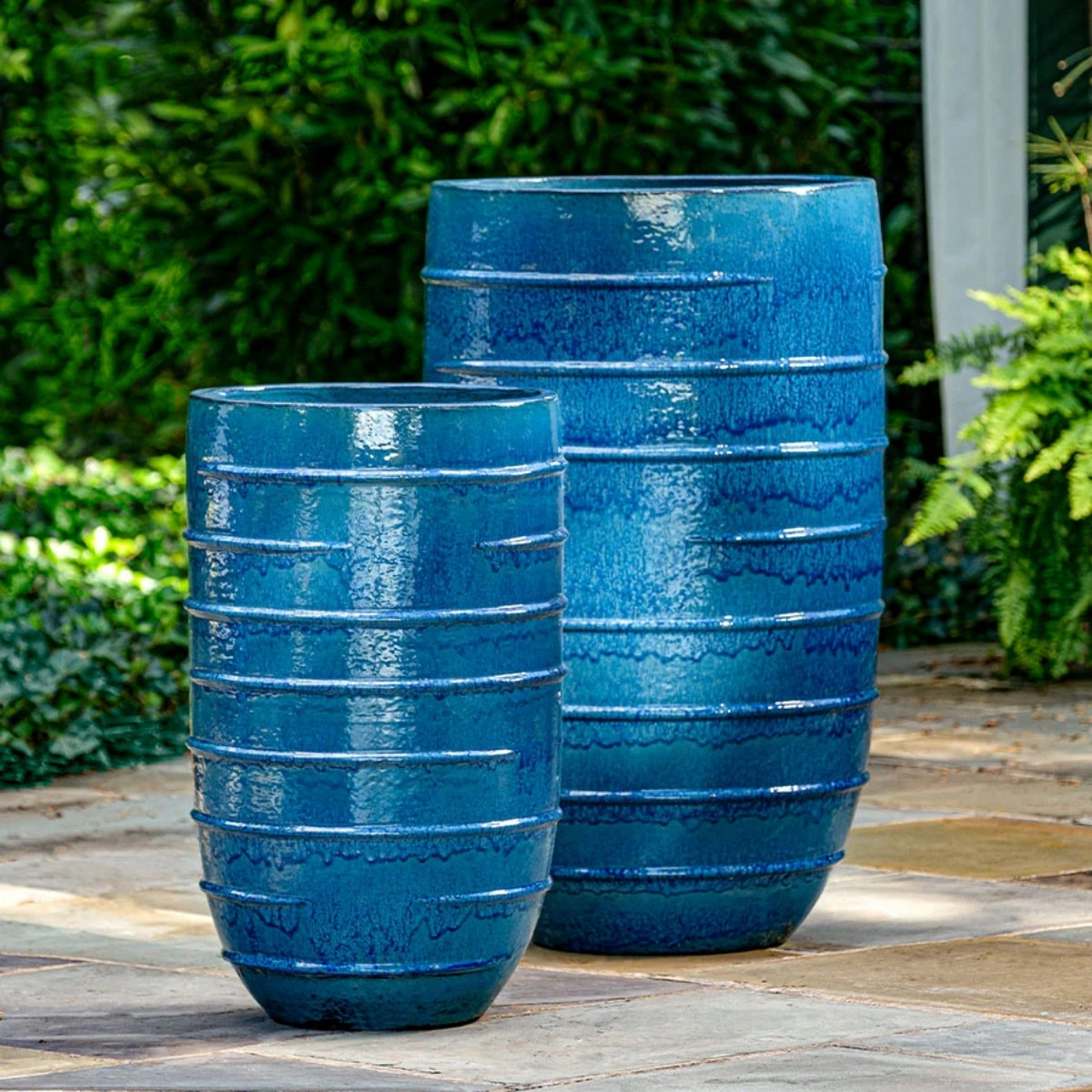 Campania international logis tall planters showing tall column shape in terracotta for outdoor planting spaces