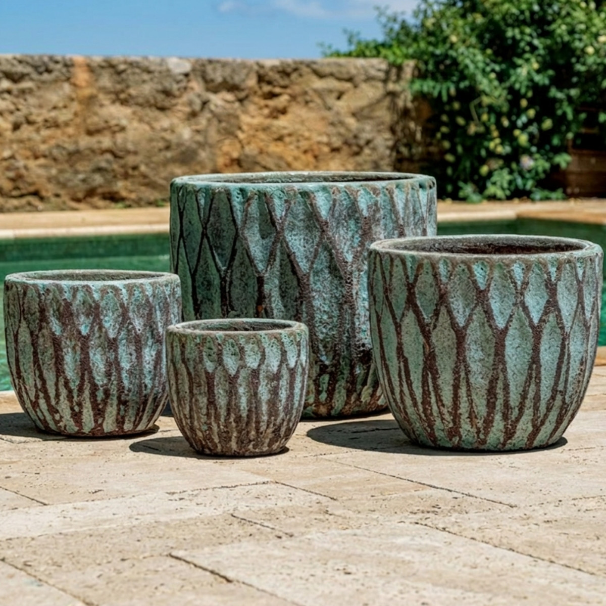Campania international navigli planters showing rounded vessel shape in terracotta for outdoor planting spaces