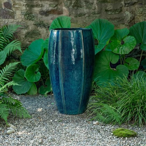 Campania international rib vault planter, tall showing tall column shape in terracotta for outdoor planting spaces