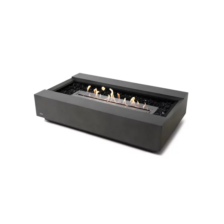 Cosmo 50 fire pit table in natural finish with modern rectangular design