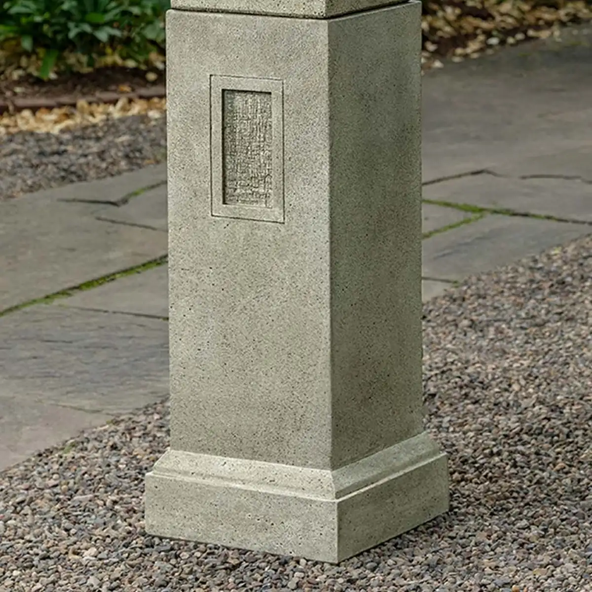 Gimlet cast stone pedestal in greystone