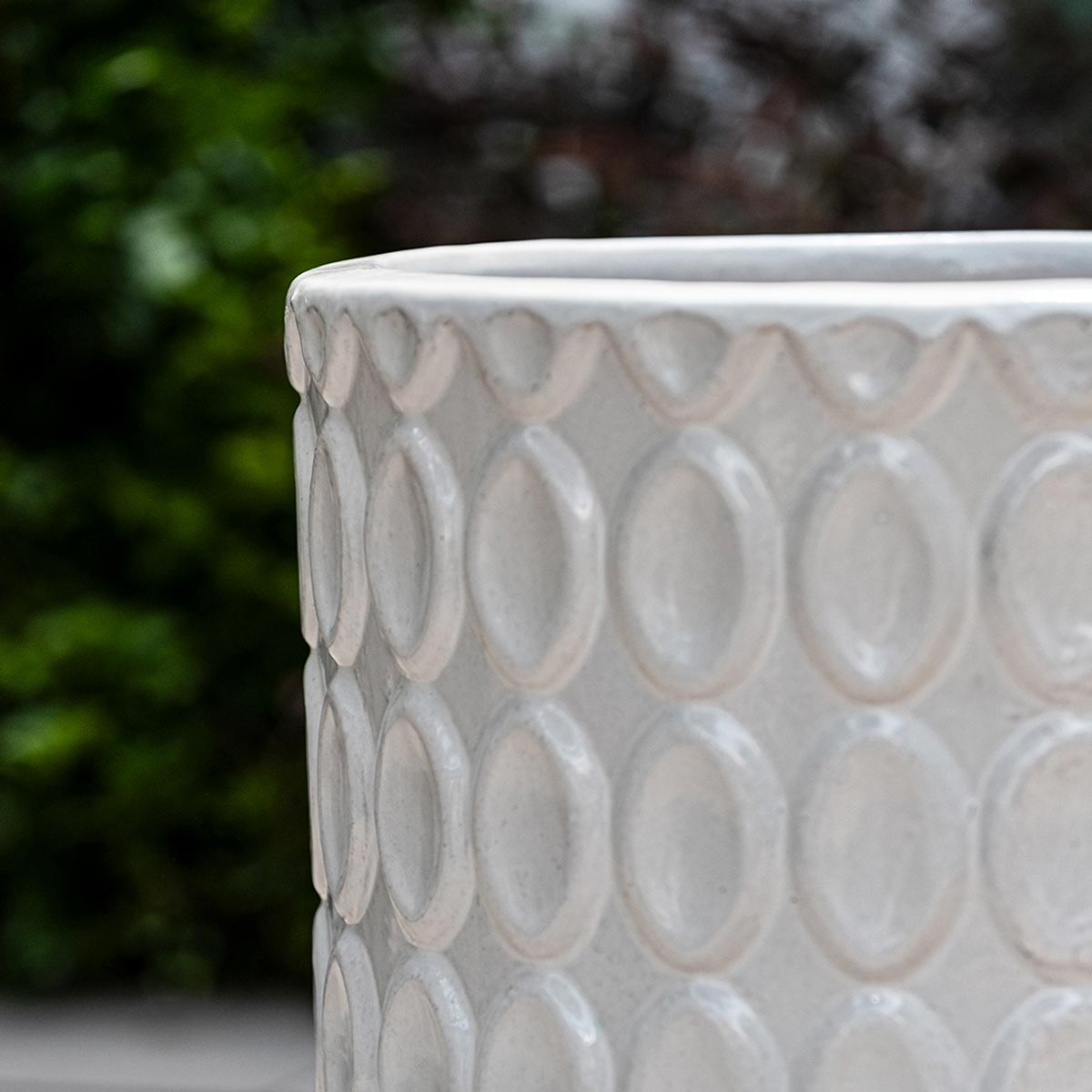 Oriel planter set detail (terracotta in antique white glaze)