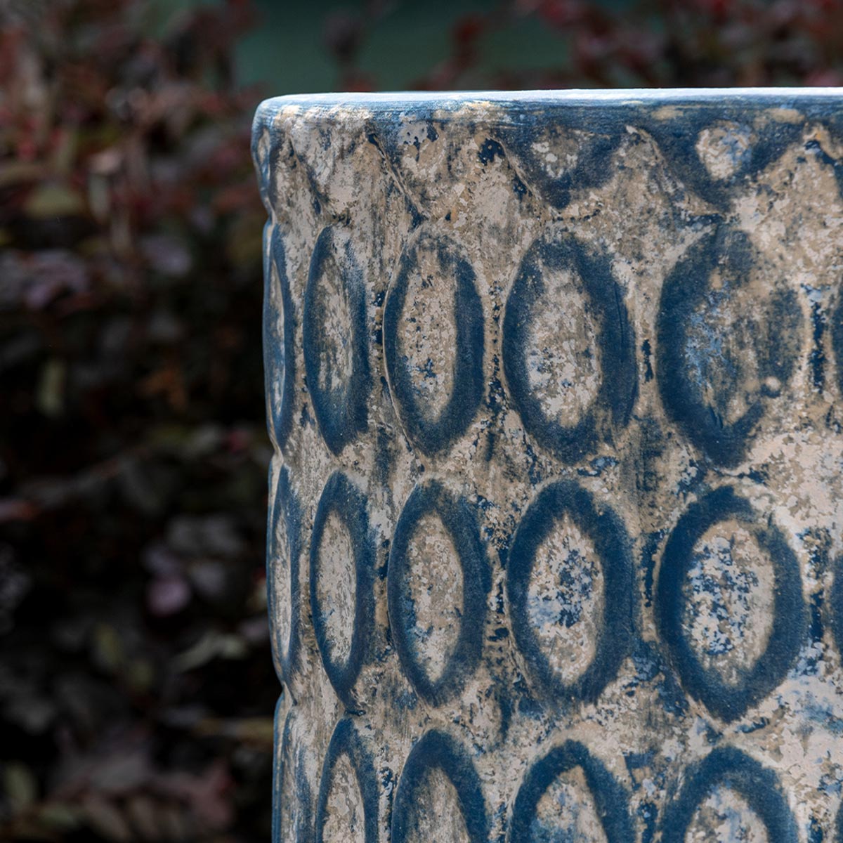 Oriel planter detail (terracotta in murano blu glaze)