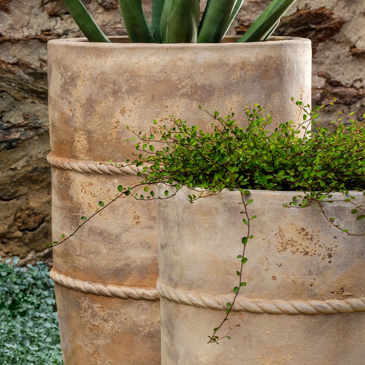 Santorini planter detail (terracotta in antico terra cotta)