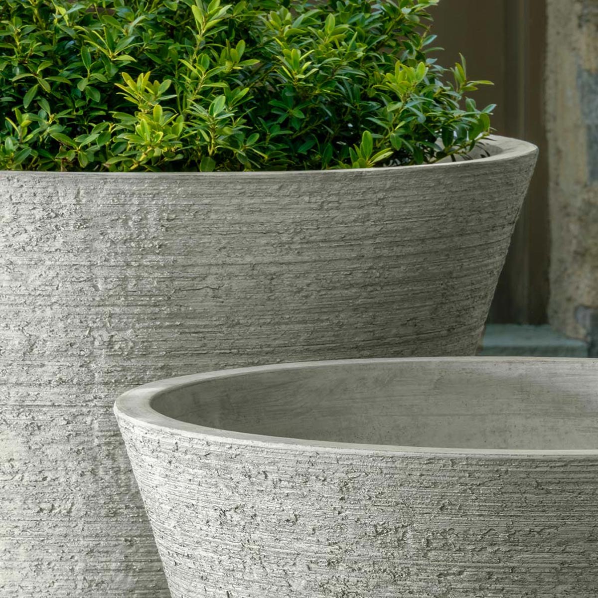 Large verve planter detail (cast stone planters in greystone)